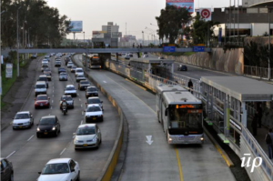 A bus rapid transit system with dedicated lanes and infrastructure for buses.